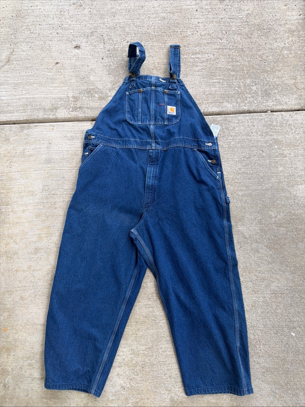 Carhartt Washed Denim Blue Bib Overalls Men’s 48 X 28 R07 DST, Harley Davidson